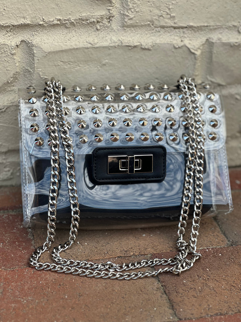 Studded Clear Purse with Pouch