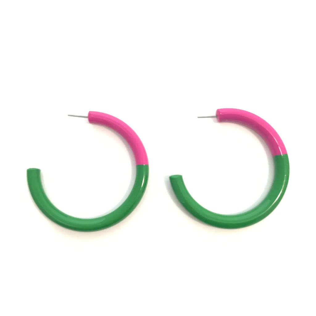 Grande Color Block Earring- Pink/Kelli Green