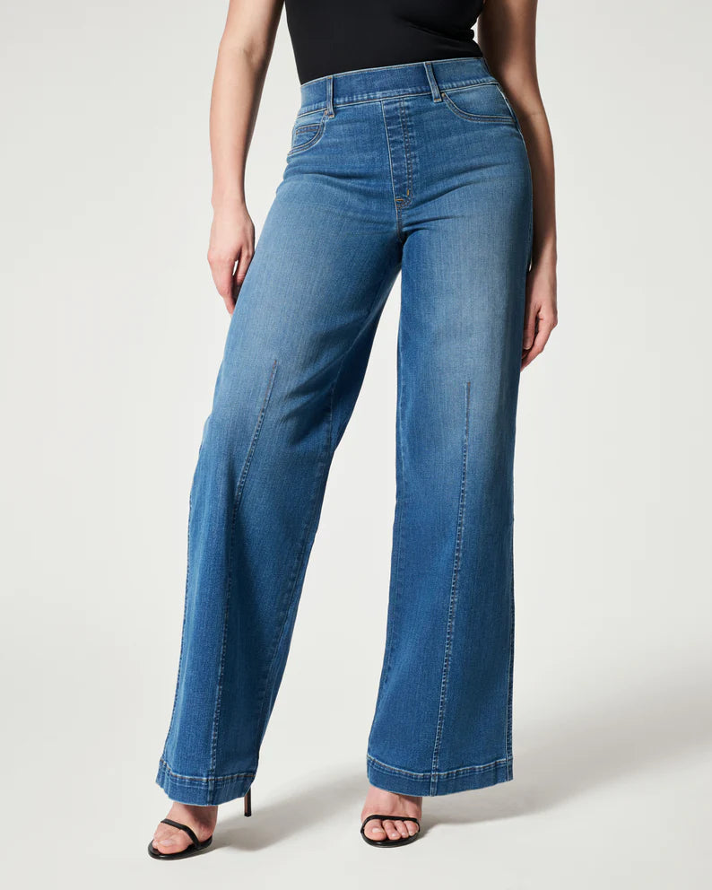 Seamed Front Wide Leg Jeans- Spanx