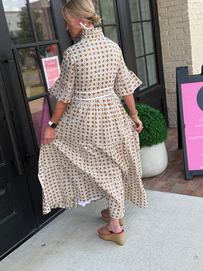 Caroline Cane Dress- Taupe
