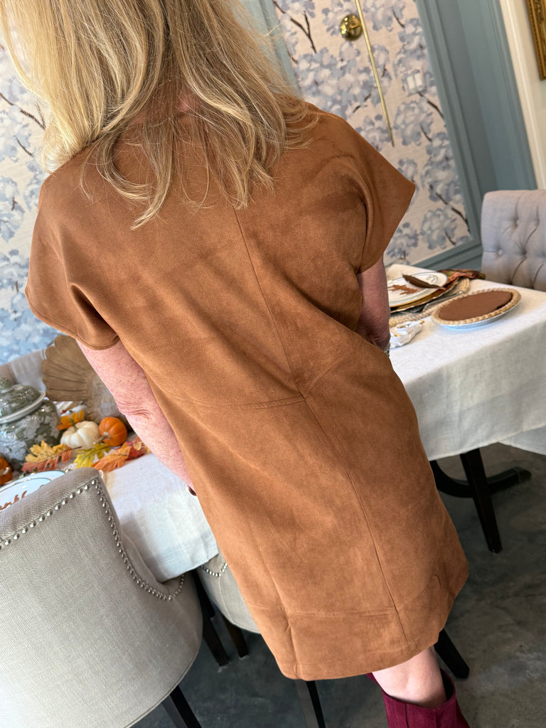 Classic in Suede Dress- Brown