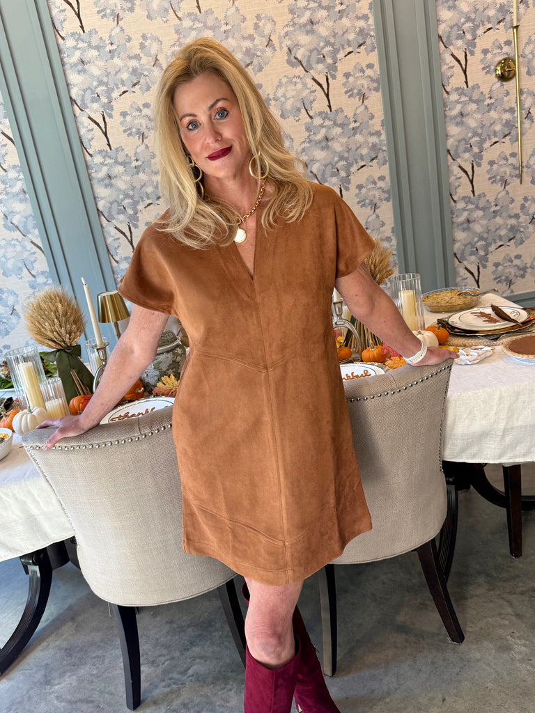 Classic in Suede Dress- Brown