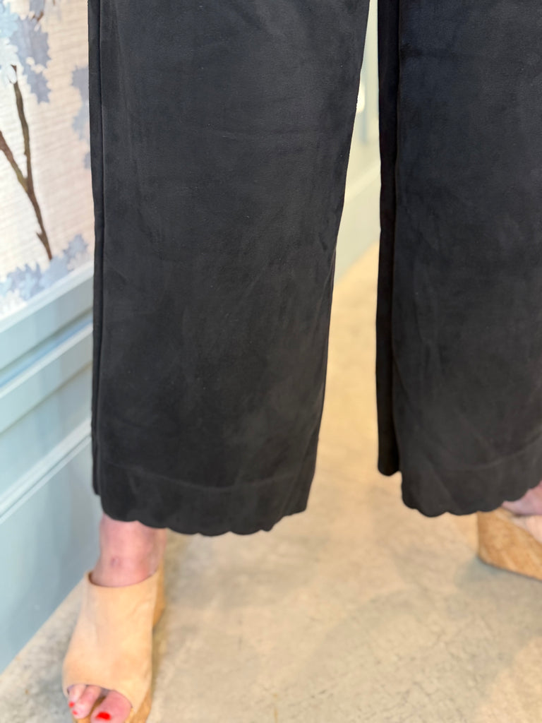 Suede Scalloped Pant- Black