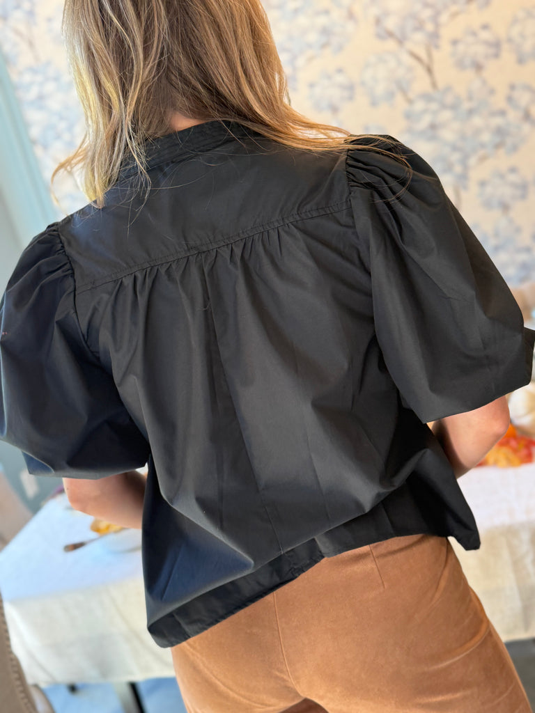 Perfect in Poplin Blouse- Black