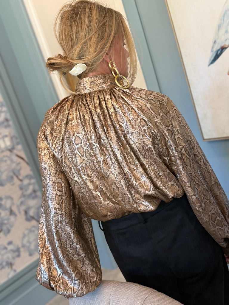 Sassy in Snake Print Blouse