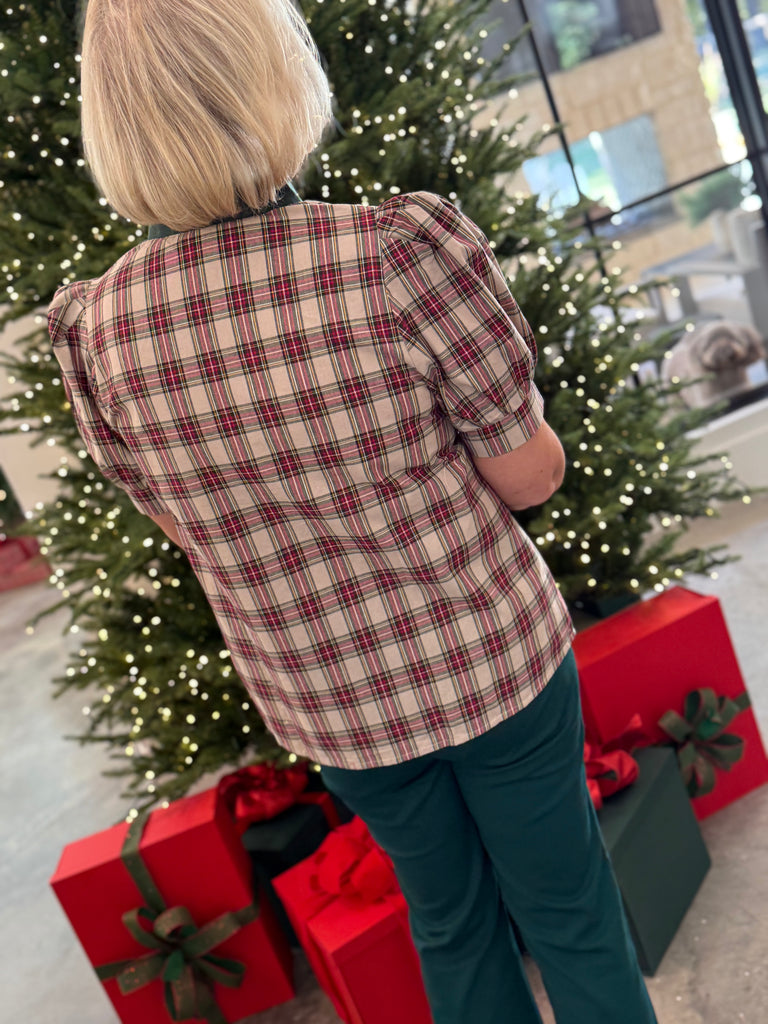 Christmas Traditions Blouse- Taupe