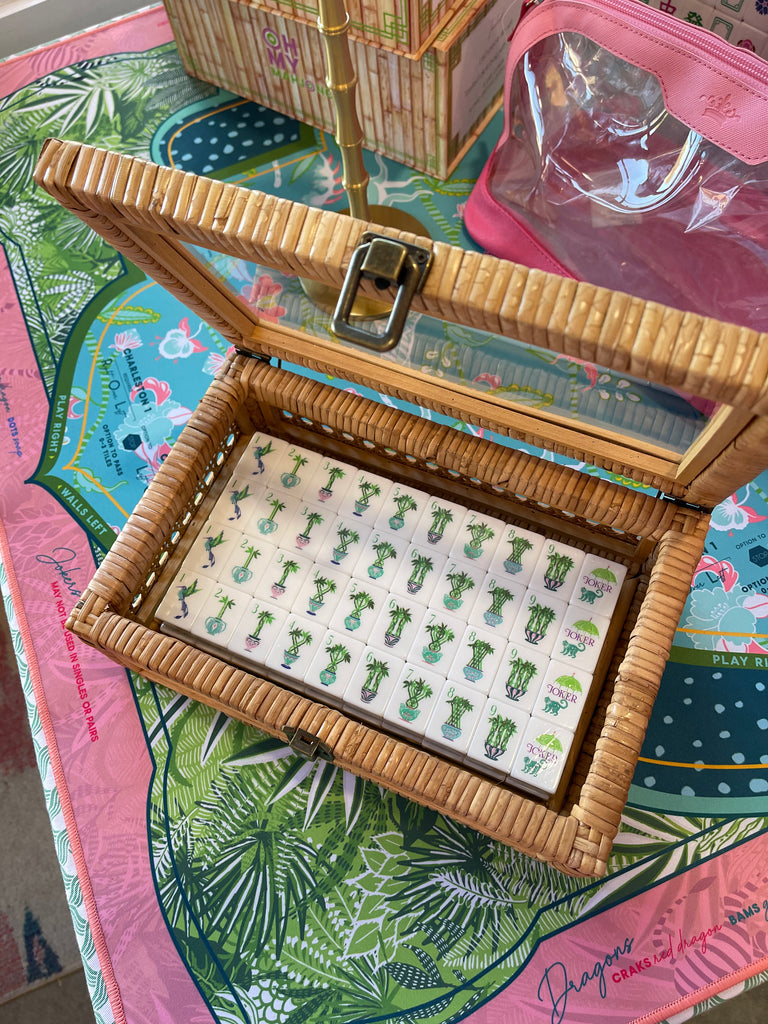 Woven Rattan Mahjong Tile Holder Box