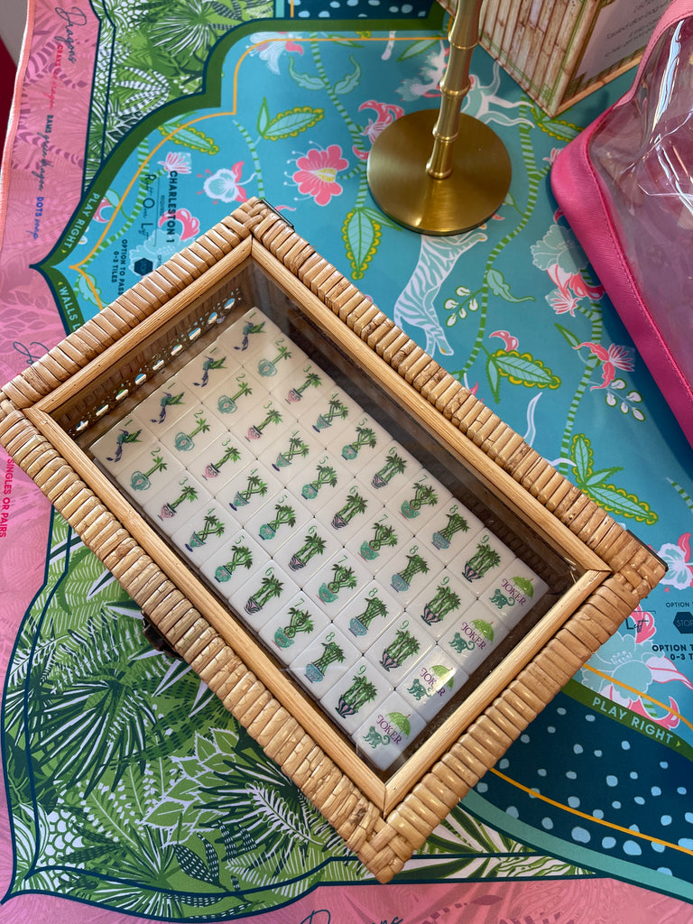 Woven Rattan Mahjong Tile Holder Box