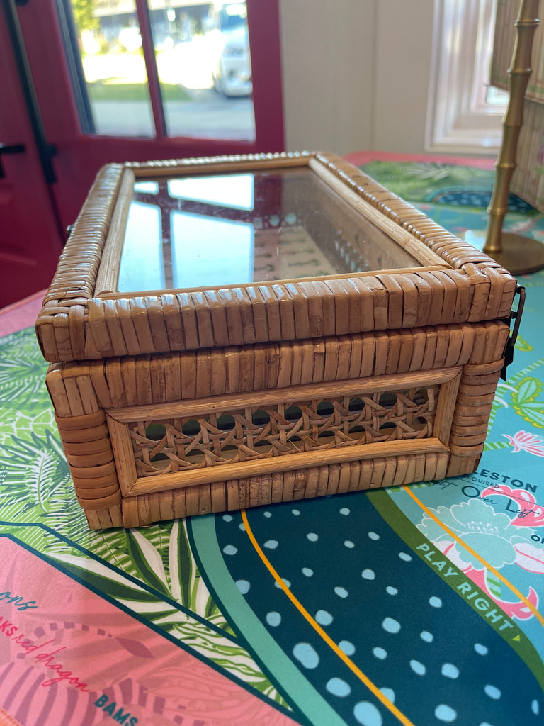 Woven Rattan Mahjong Tile Holder Box