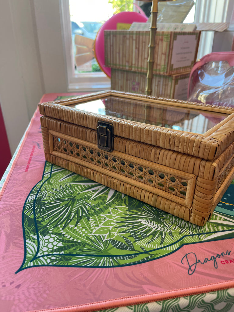 Woven Rattan Mahjong Tile Holder Box