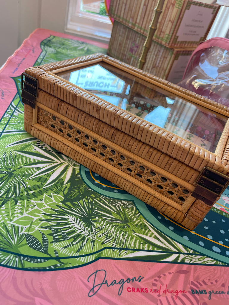 Woven Rattan Mahjong Tile Holder Box