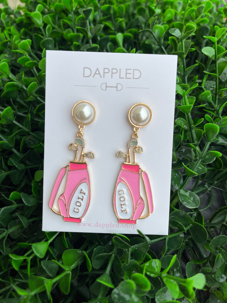Pink & Pearl Golf Bag Earrings