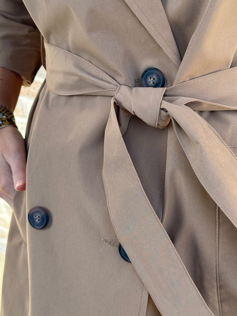 Lapel Collar Trench Coat- Khaki