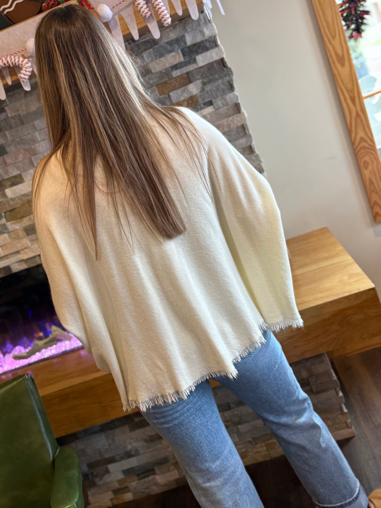 Fun in Fringe Sweater- Ivory