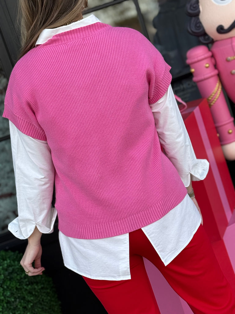 Red Flutter Bow Sweater Vest