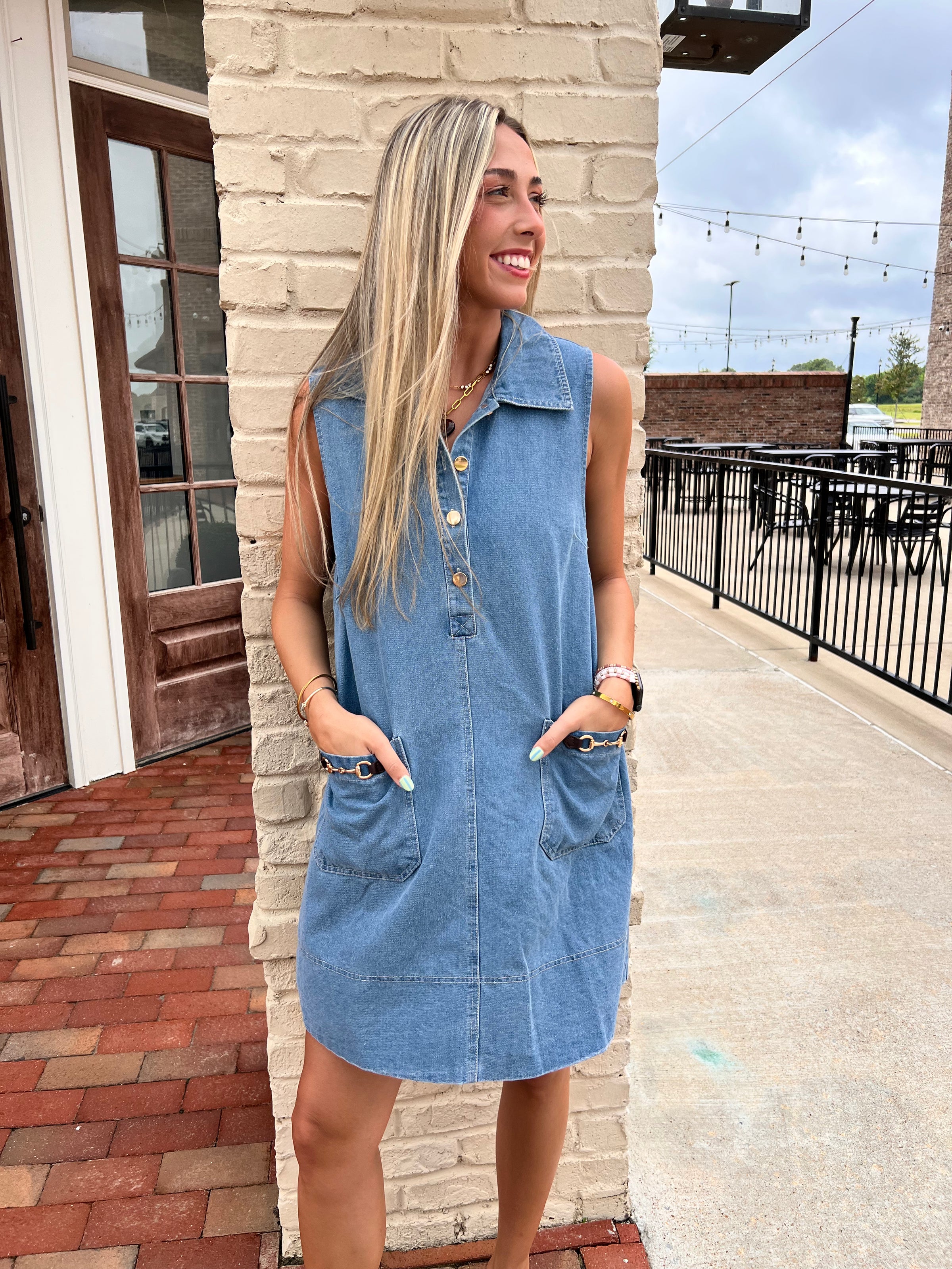eb denim firefly dress EB Denim Polka Dress in Upcycled Denim