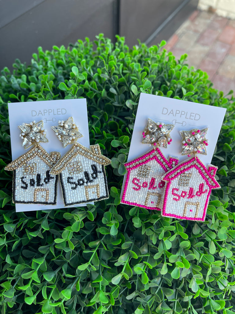 Sold Realtor Beaded Earrings-Pink or Gold
