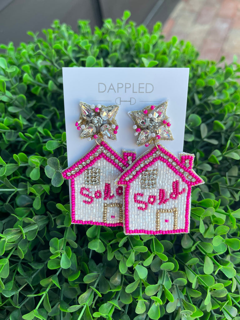 Sold Realtor Beaded Earrings-Pink or Gold