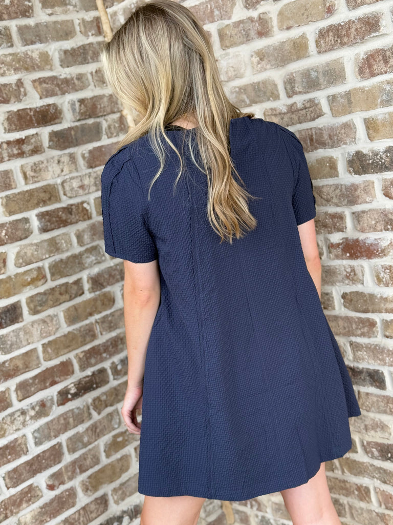 Seamingly Perfect Dress- Navy