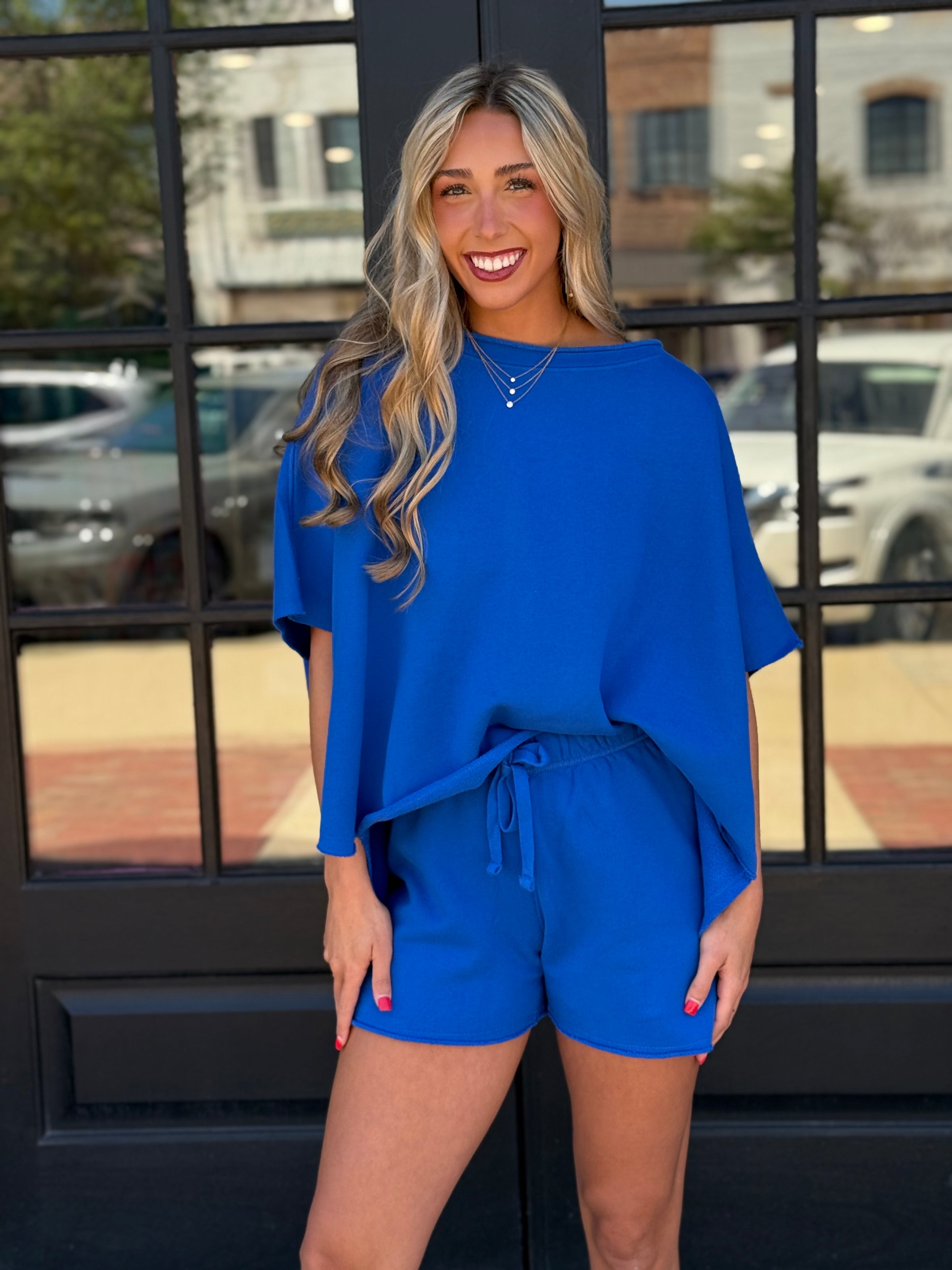 Malibu Vintage Dolman Sleeve Top- Royal Blue | Dappled.Shop