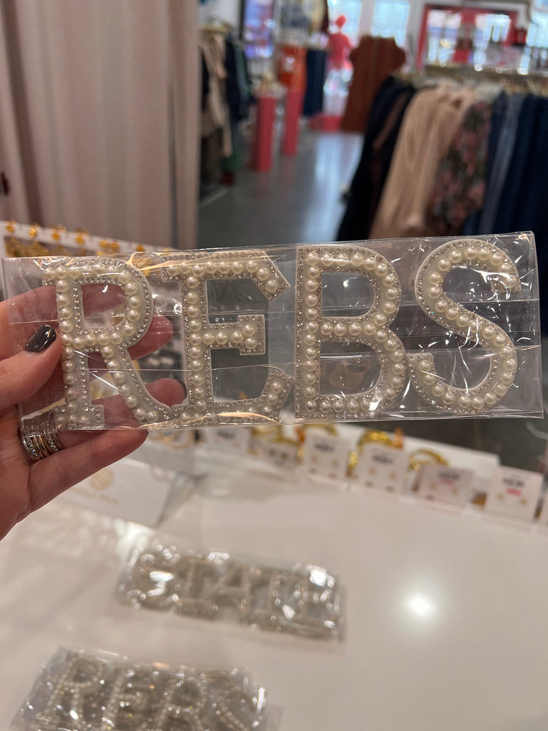 "REBS" Pearl Beaded Letters