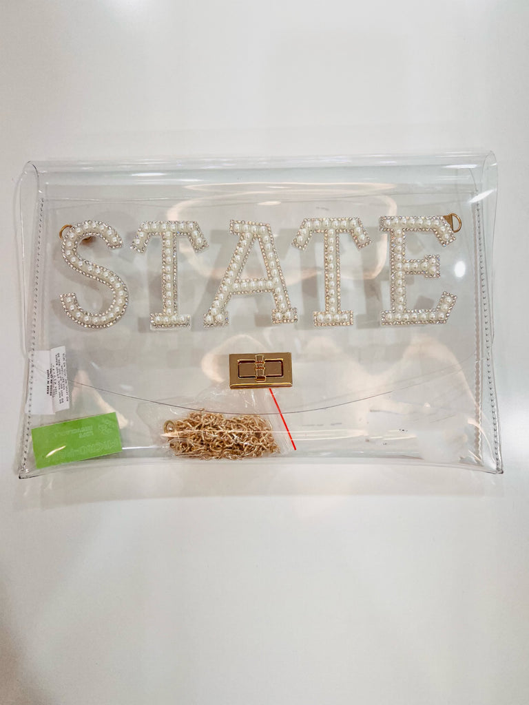 "STATE" Pearl Beaded Letters