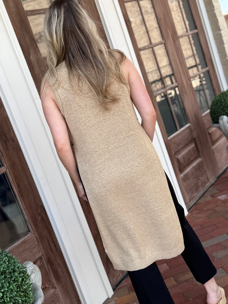 Sleeveless Knitted Vest Top- Oat