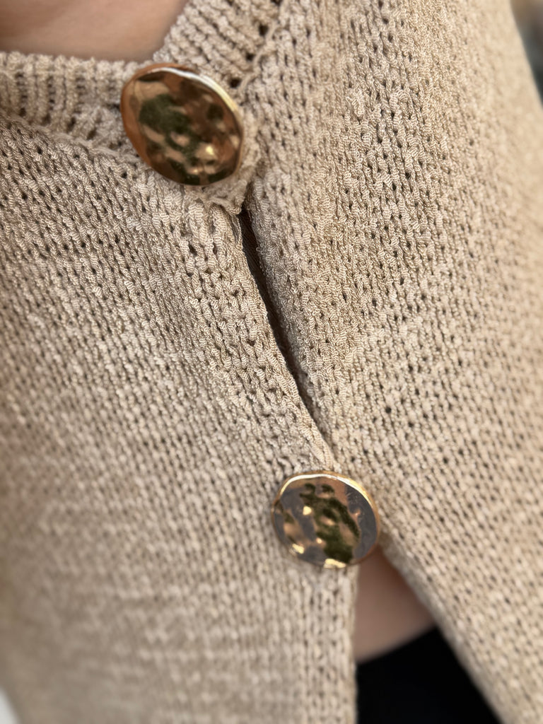 Sleeveless Knitted Vest Top- Oat