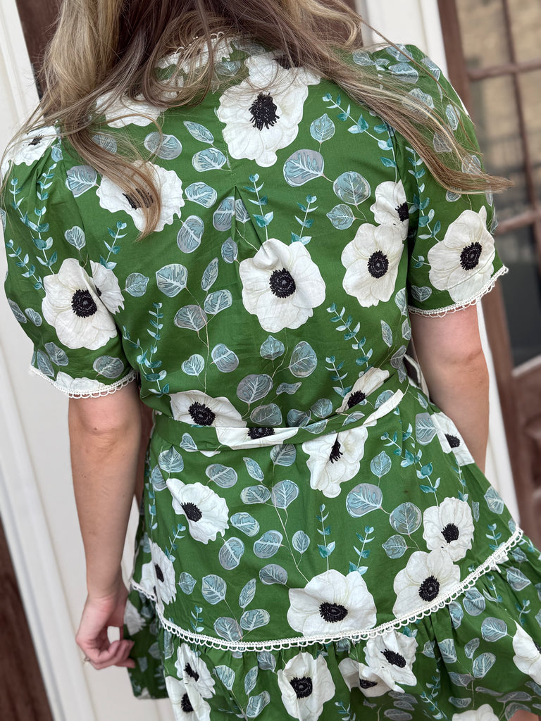 Detailed in Floral Dress- Green