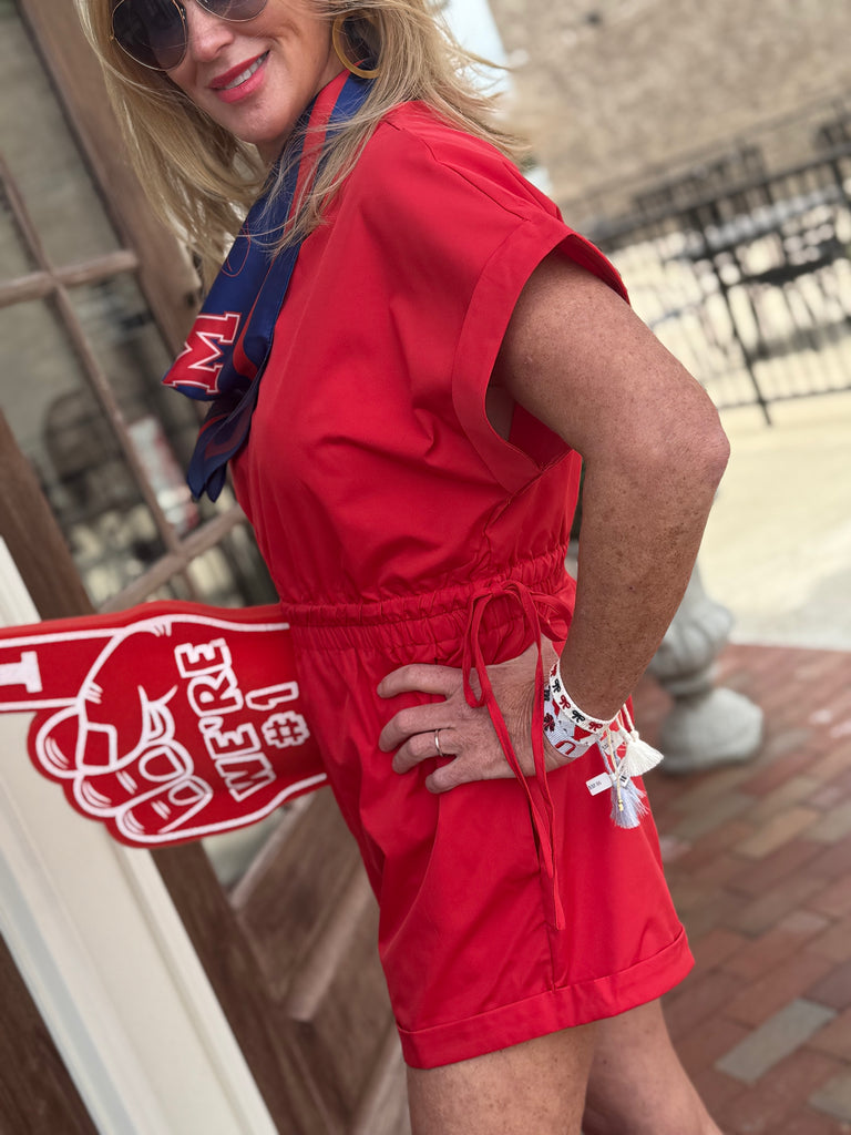 Standing Ovation Romper- Red