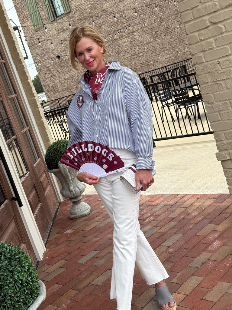 Oversized Striped Button Down Top