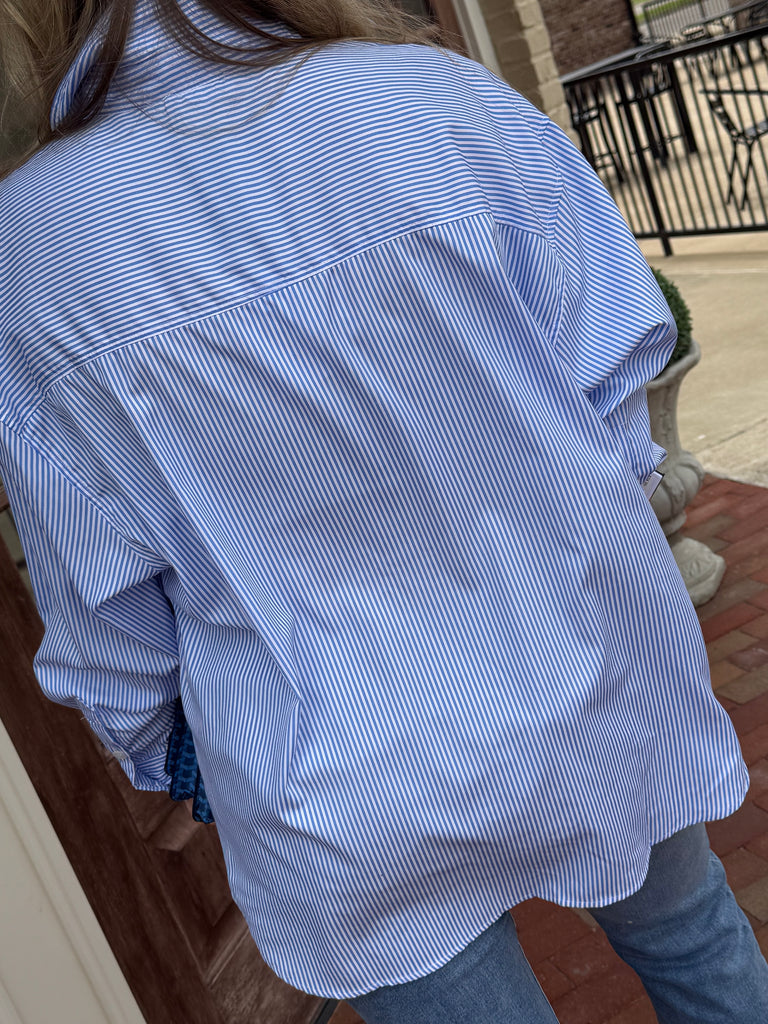 Oversized Striped Button Down Top