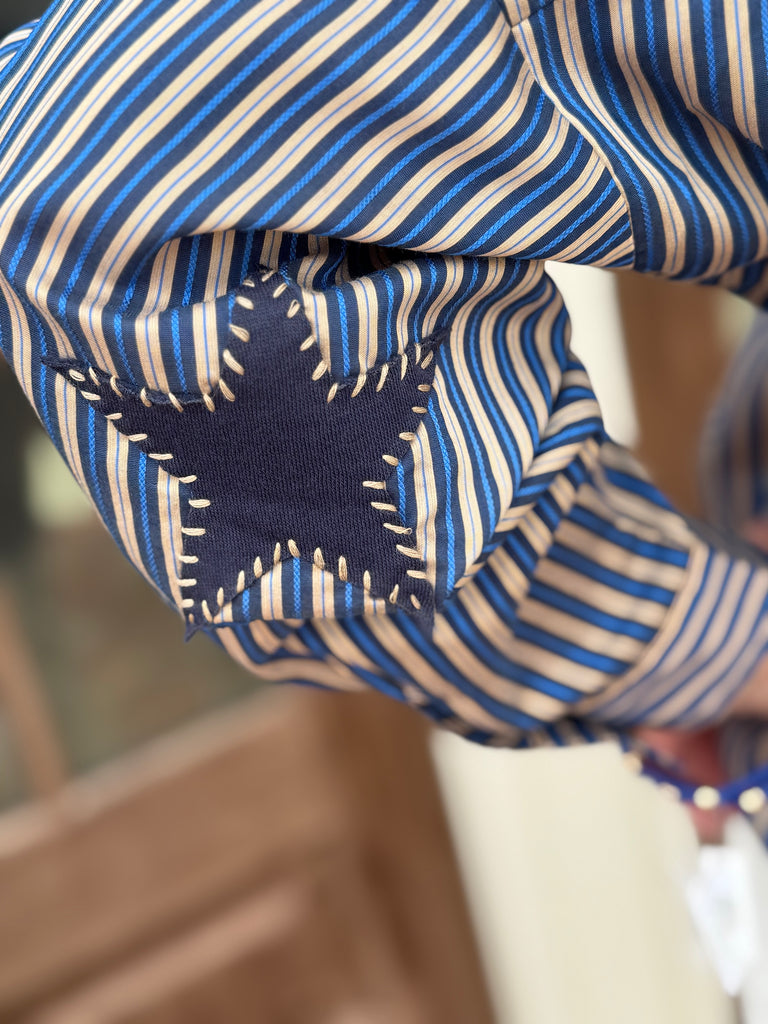 Caryn Lawn Navy Stripe Top