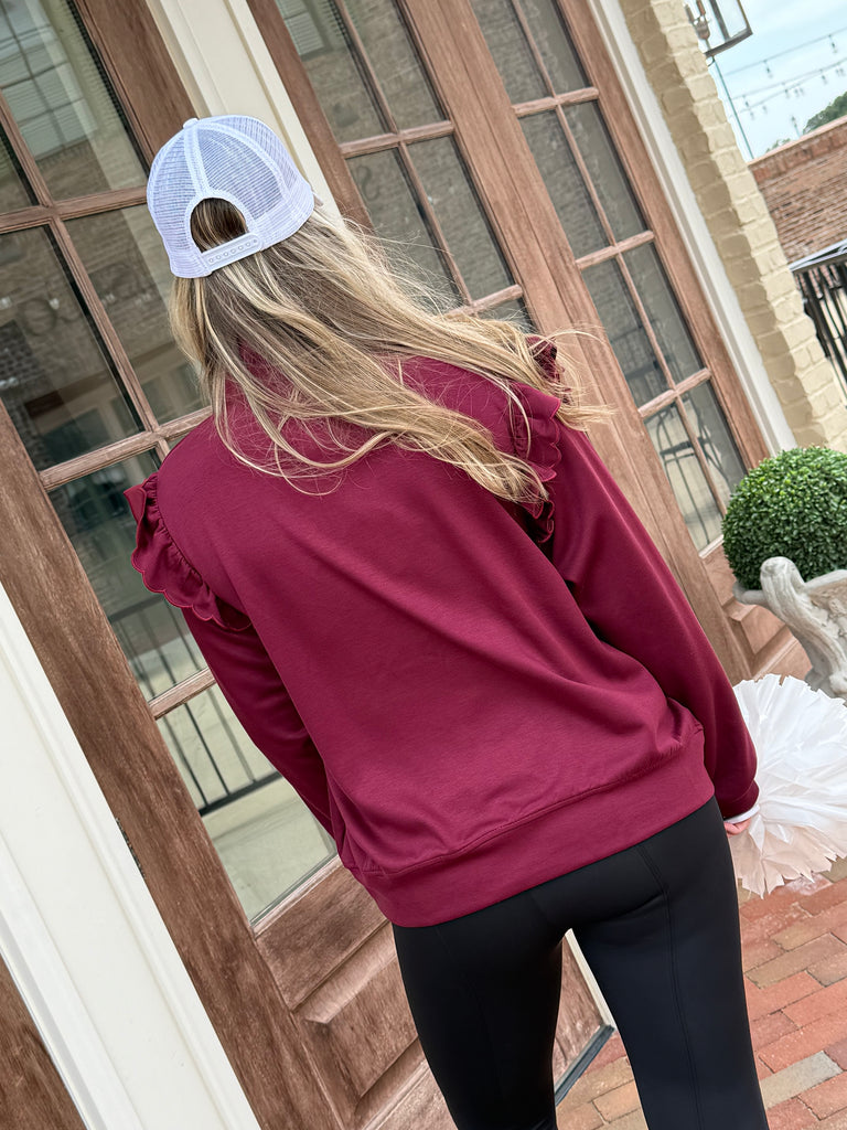 Maroon Half-Zip Top