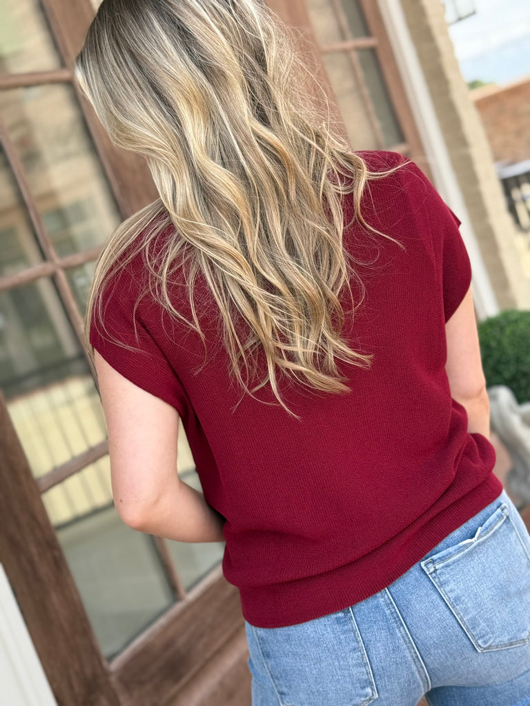 Knitted in Maroon Top