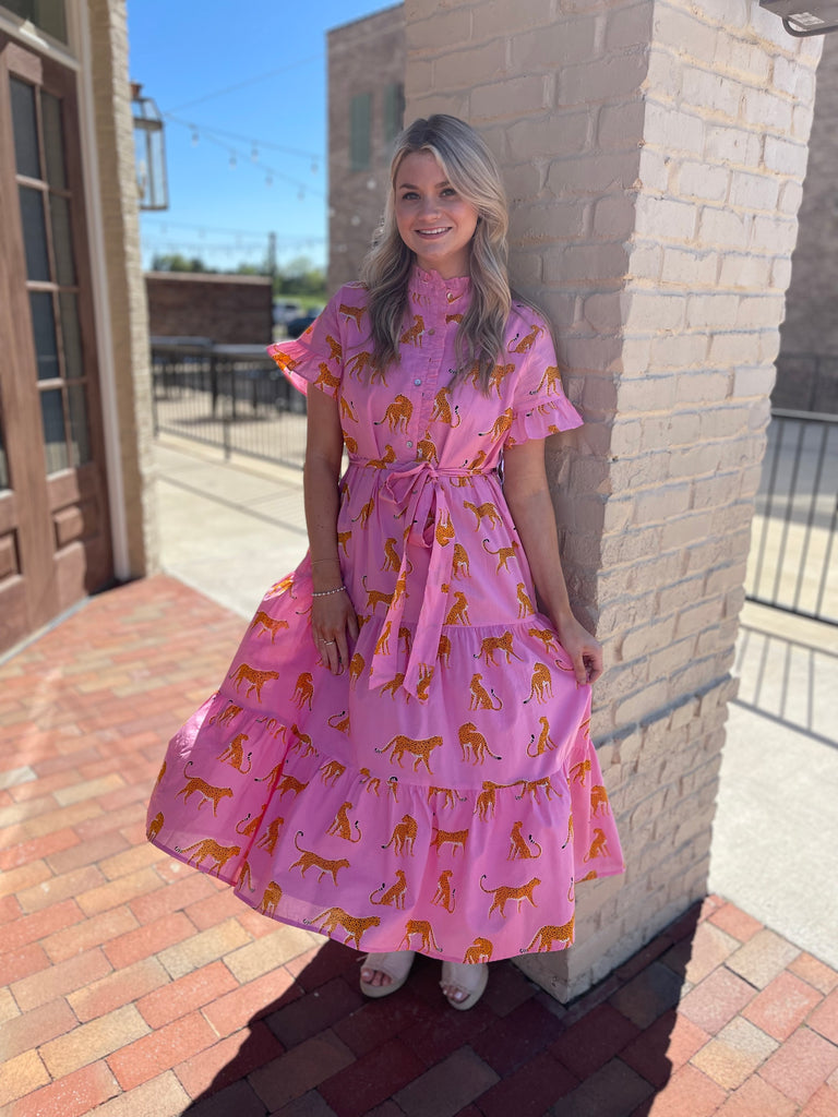 J.Marie Pink Cheetah Midi Dress