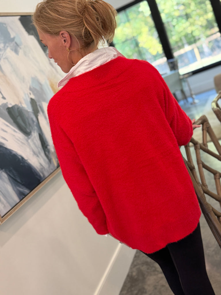 Gingerbread Man Cardigan- Red