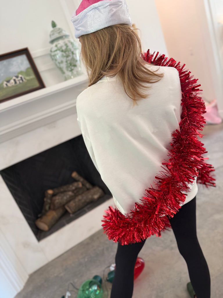 Sequin Ornament Sweatshirt- White