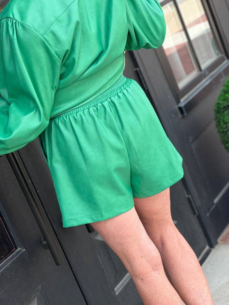 Emerald City Vegan Leather Shorts