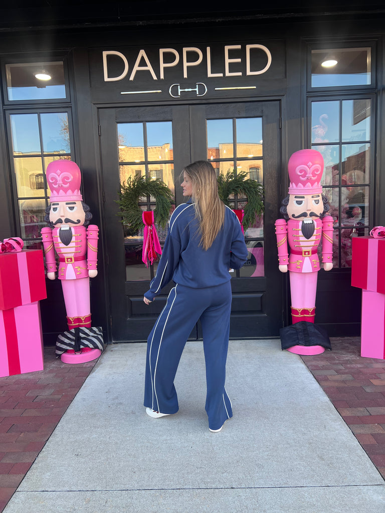 Without Question Collared Top- Navy