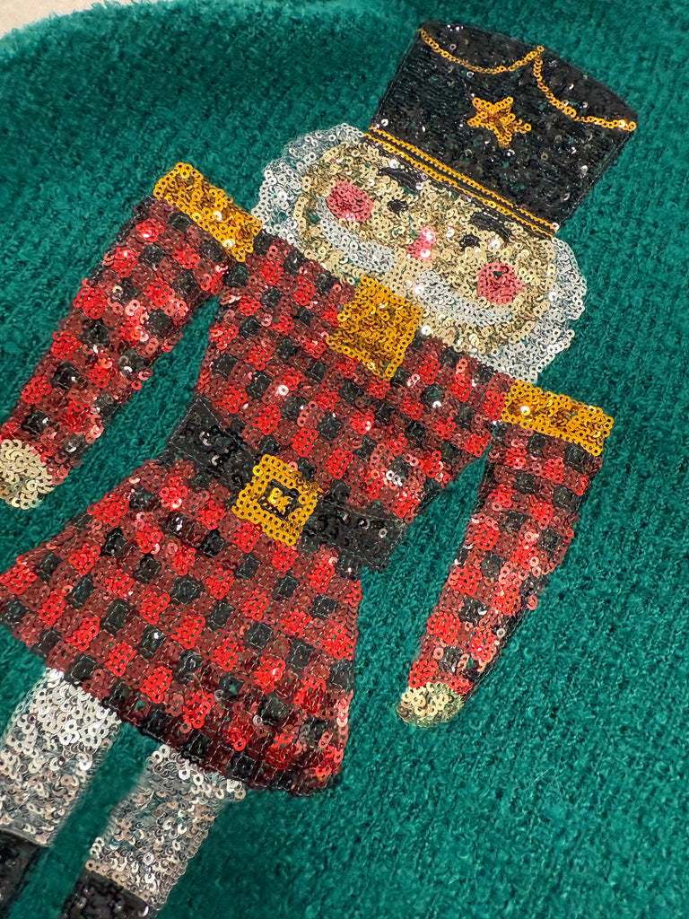 Sequin Nutcracker Sweater- Green
