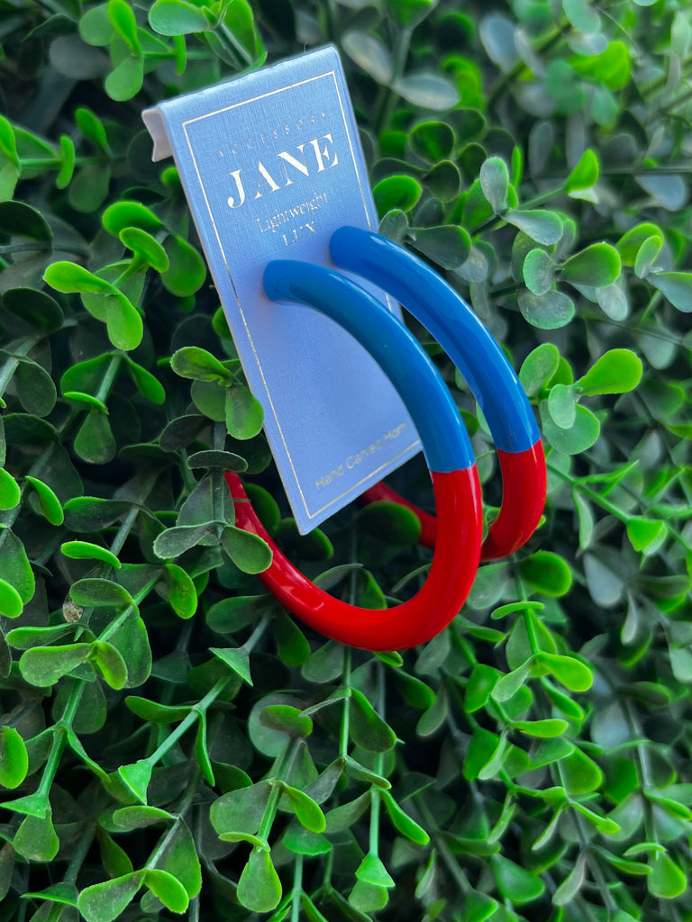 Game Day Hoop Earring Large- Blue/Red