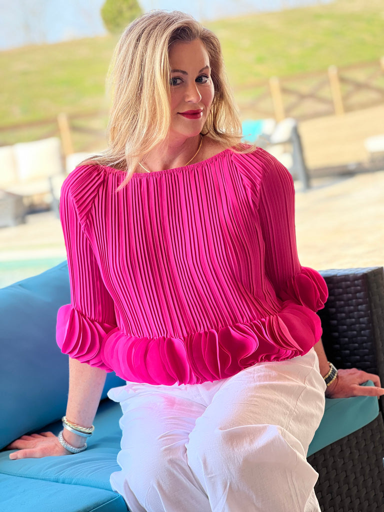 Pleated in Pink Blouse