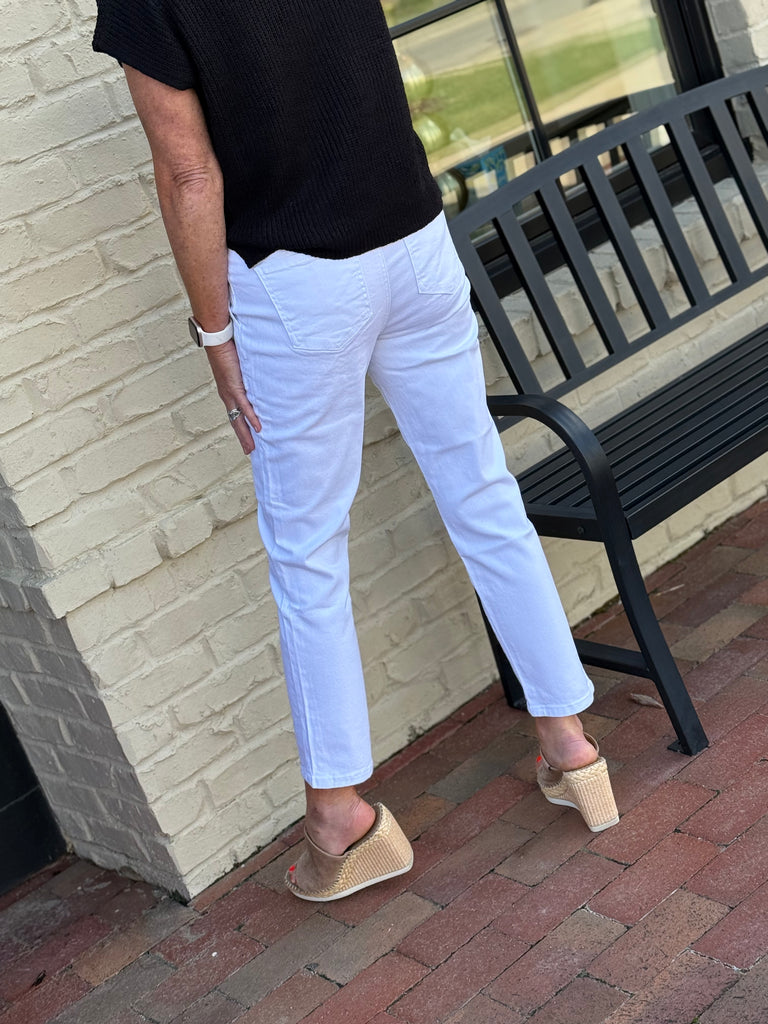 High Rise Pull-On Jogger- White