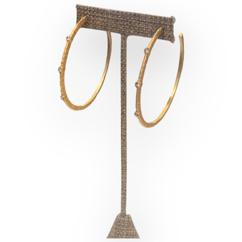 Hammered Gold Hoop with Studded Detail- Medium