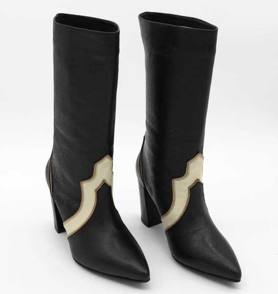 Wayuu Leather Boot-Black