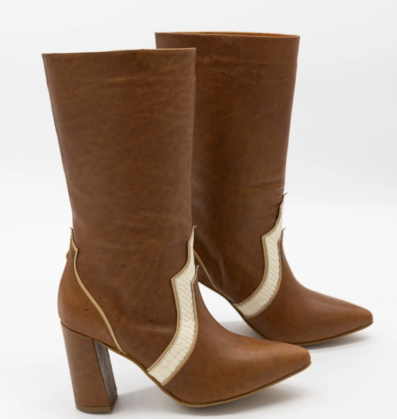 Wayuu Leather Boot-Brown
