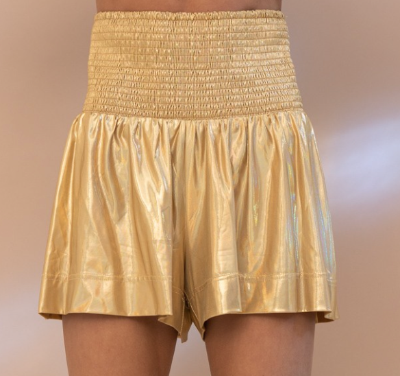 Golden Smocked Shorts