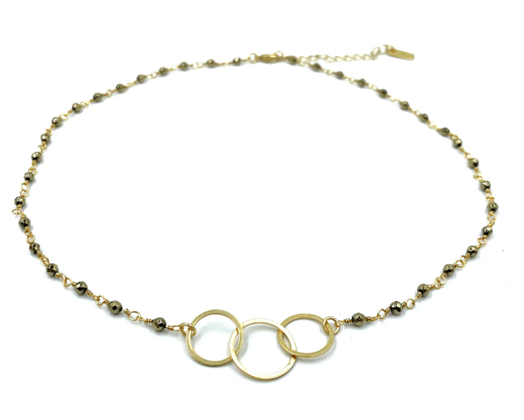 Erin Gray - 3 Hoops on Pyrite Short Necklace
