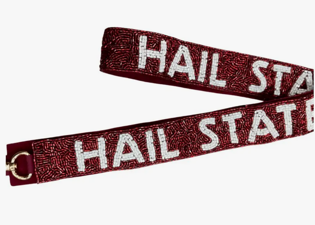 Hail State Strap - Maroon w/ White Letter